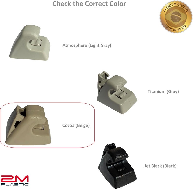 2M PLASTIC Sun Visor Holder Retainer Pair fits for Chevy Cruze 11-16 Buick Verano 12-16 Beige Cocoa - Image 2